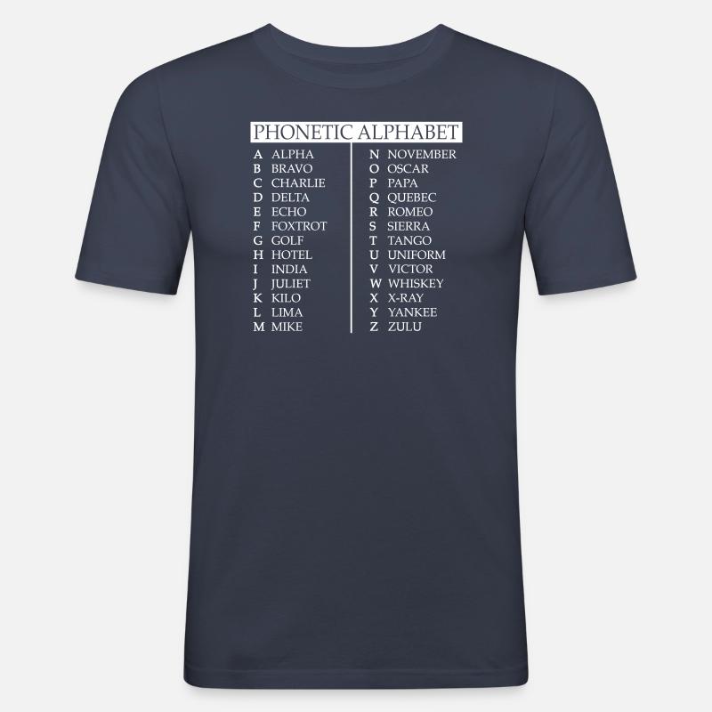 Phonetisches Alphabet - Männer Slim Fit T-Shirt - Navy