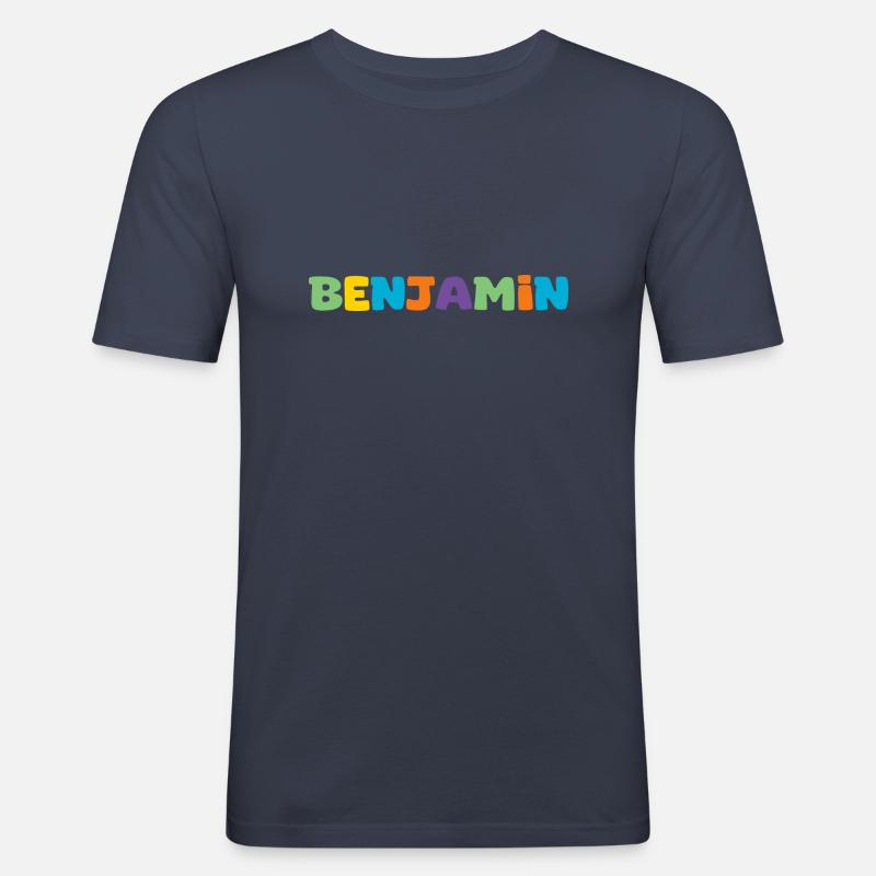 Name - Benjamin - Männer Slim Fit T-Shirt - Navy