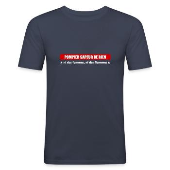 POMPIER SAPEUR DE RIEN - T-shirt près du corps Homme - bleu marine - Devant - Nik (191cm)