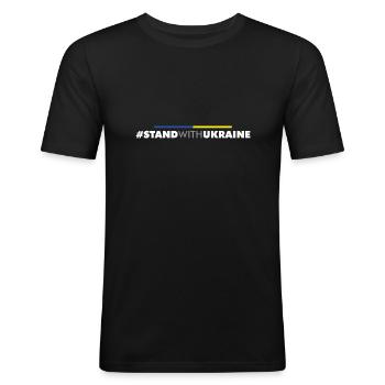 stand with ukraine Selenski Shirt peace Selenskyi - Männer Slim Fit T-Shirt - Schwarz - Vorne - Nik (191cm)