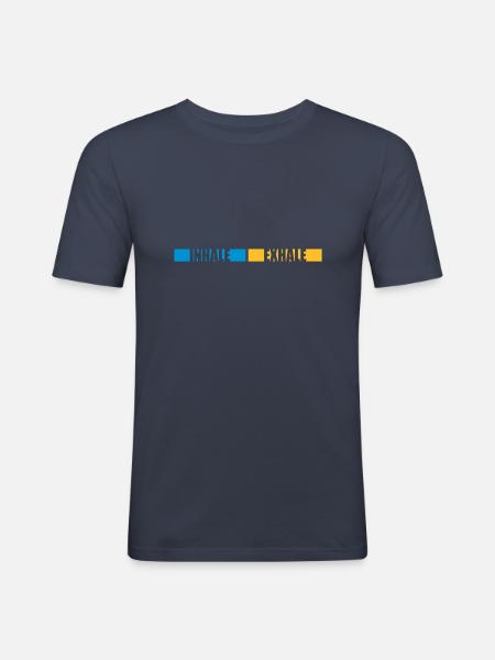 inhale exhale yoga quote - Men's Slim Fit T-Shirt - navy