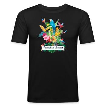 Paradise Beach - Men's Slim Fit T-Shirt - black - Front - Nik (191cm)