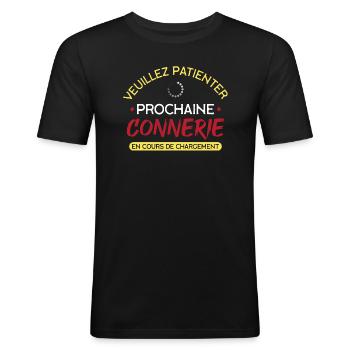 Prochaine connerie en cours cadeau papa fête des - T-shirt près du corps Homme - noir - Devant - Nik (191cm)
