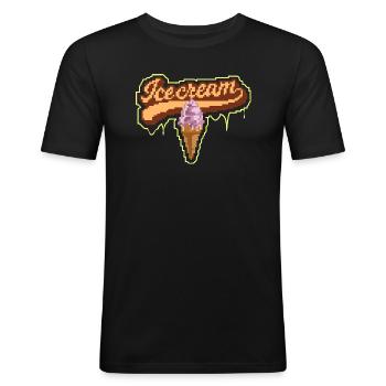 Pixelart-Eiscreme-Design im Cornet-Look - Männer Slim Fit T-Shirt - Schwarz - Vorne - Nik (191cm)