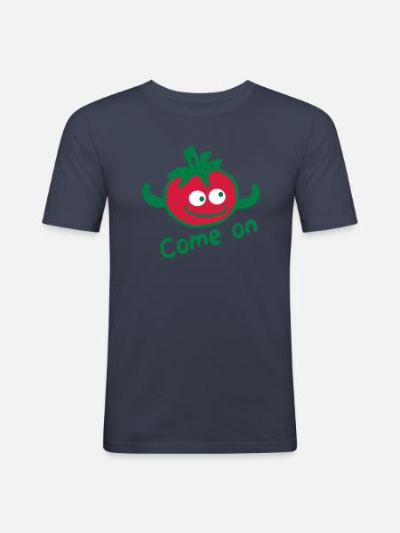 come on txt & red tomato - Men's Slim Fit T-Shirt - navy