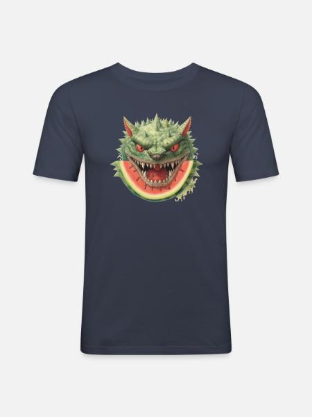 Melon monstre pastèque effrayant amusant - T-shirt près du corps Homme - bleu marine