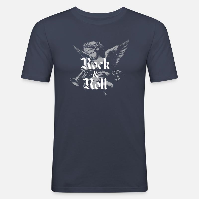 Rock'n'Roll-Logo-Design - Männer Slim Fit T-Shirt - Navy