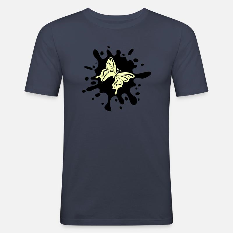 schmetterling farbklecks - Männer Slim Fit T-Shirt - Navy