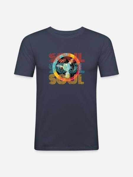 Soul Musik Retro - Männer Slim Fit T-Shirt - Navy