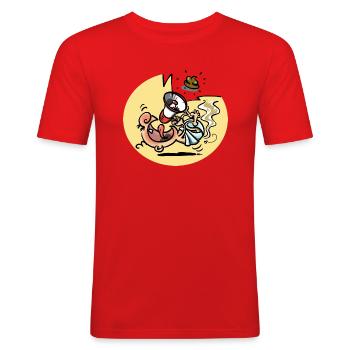 Pipikaka - Männer Slim Fit T-Shirt - Rot - Vorne - Jaron (178cm)
