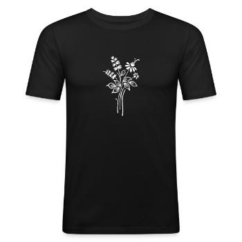 Simple bouquet de fleurs pour le printemps - T-shirt près du corps Homme - noir - Devant - Nik (191cm)