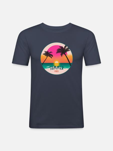 SUMMER VIBES - Retro-Grafik mit Sommerstimmung - Männer Slim Fit T-Shirt - Navy
