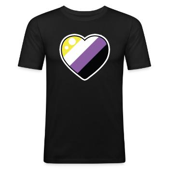 Herz (Non-Binary) - Männer Slim Fit T-Shirt - Schwarz - Vorne - Nik (191cm)