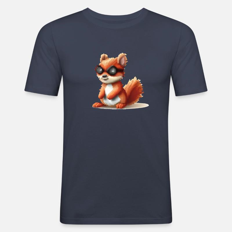 Pixou das Eichhörnchen - Männer Slim Fit T-Shirt - Navy