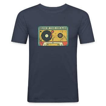 Giving up food for Blues - Männer Slim Fit T-Shirt - Navy - Vorne - Nik (191cm)