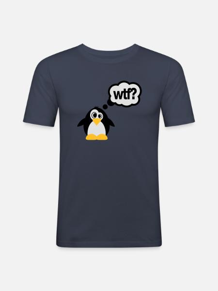 pinguine wtf - Männer Slim Fit T-Shirt - Navy