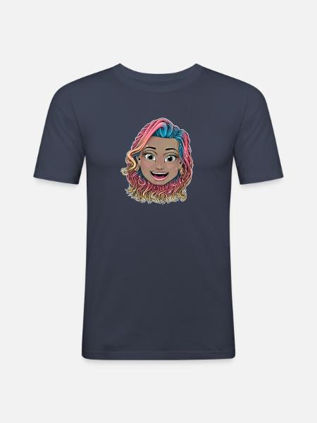 Reva Prisma lächelndes Gesicht - Männer Slim Fit T-Shirt - Navy