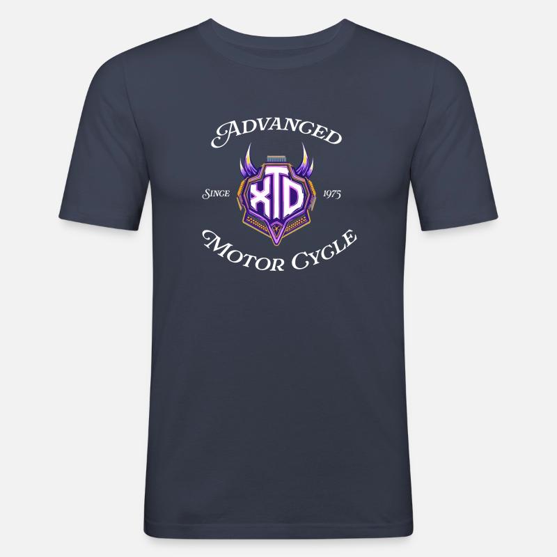 advanced motor cycle xtd - Männer Slim Fit T-Shirt - Navy