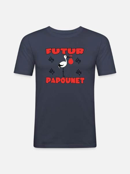 FUTUR PAPOUNET - T-shirt près du corps Homme - bleu marine