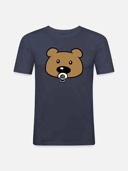baby bamse ansigt hoved sut suesser mindre - Herre Slim Fit T-Shirt - marineblå
