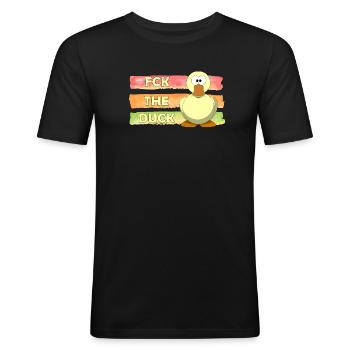FCK le canard - T-shirt près du corps Homme - noir - Devant - Nik (191cm)