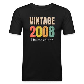 Jahrgang 2008 Limitierte Auflage - Männer Slim Fit T-Shirt - Schwarz - Vorne - Nik (191cm)