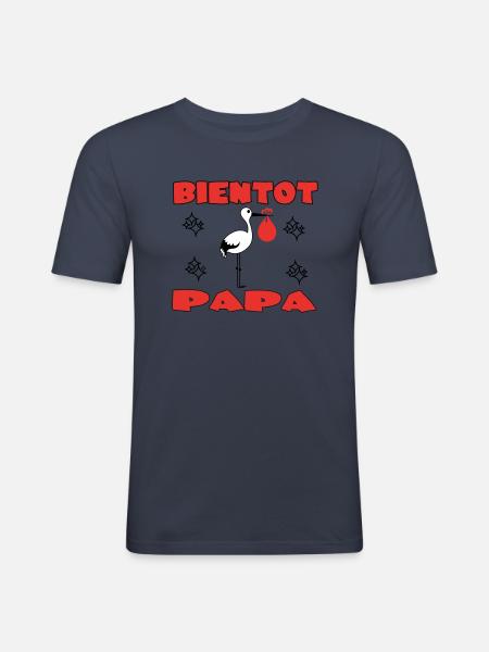 BIENTOT PAPA - T-shirt près du corps Homme - bleu marine