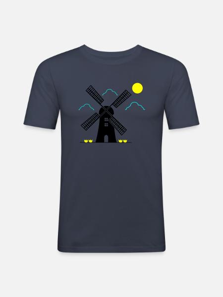 windmill landscape - Men's Slim Fit T-Shirt - navy
