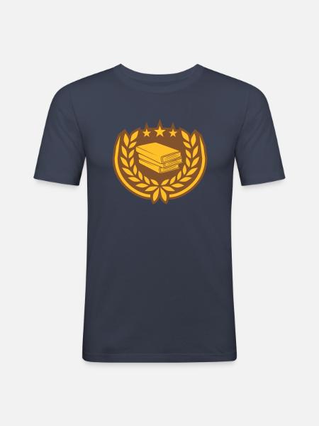 Books Stack Stars Laurel Wreath - Men's Slim Fit T-Shirt - navy