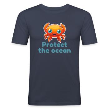 Protect the ocean - Men's Slim Fit T-Shirt - navy - Front - Nik (191cm)