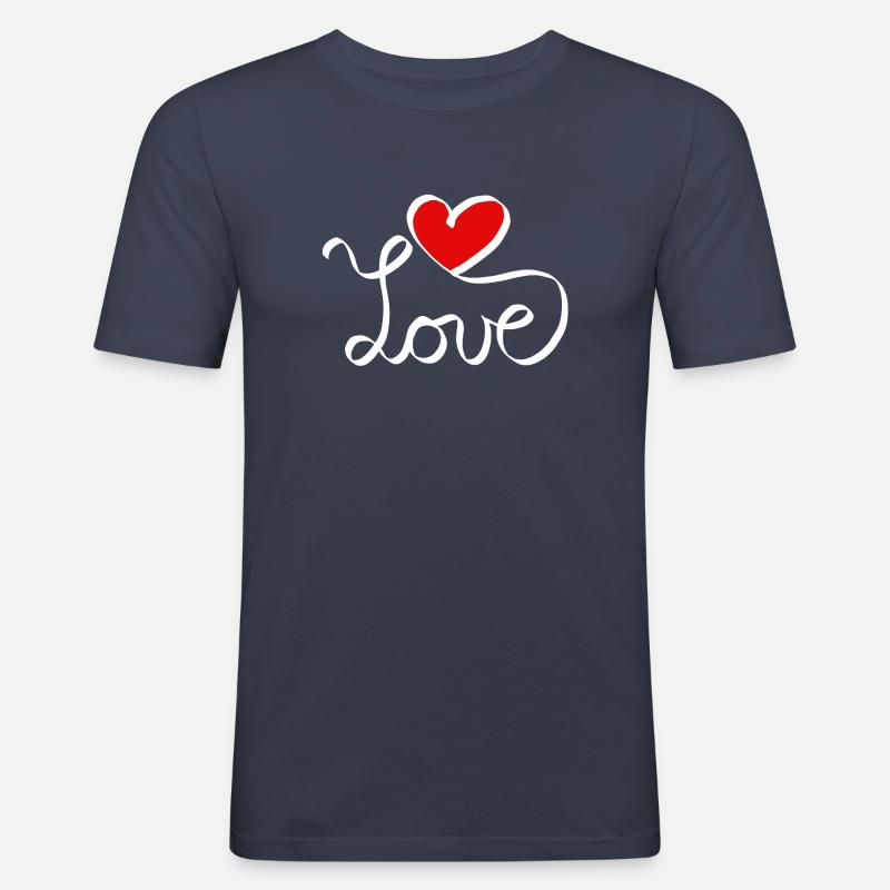 Love Script mit Herz - Männer Slim Fit T-Shirt - Navy