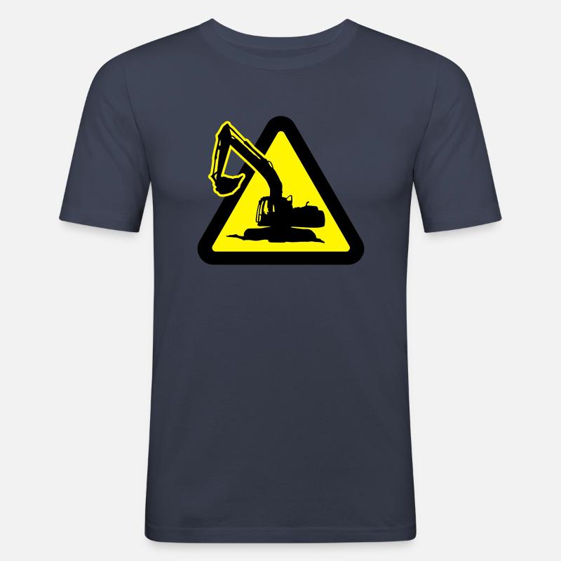 bauarbeiten_mit_bagger_2c - Männer Slim Fit T-Shirt - Navy