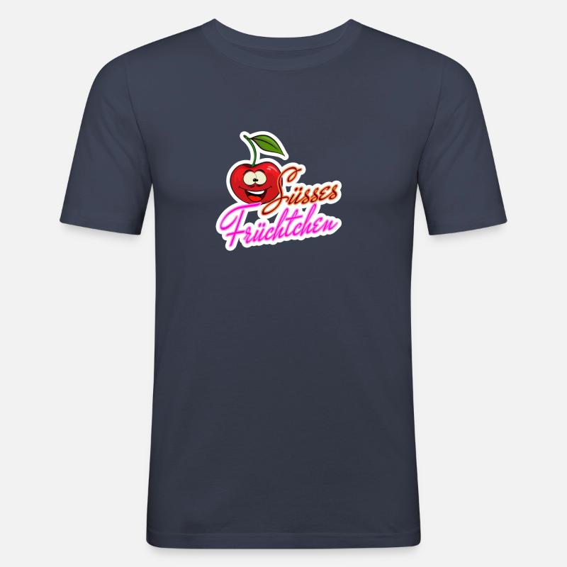 kirsche - Männer Slim Fit T-Shirt - Navy