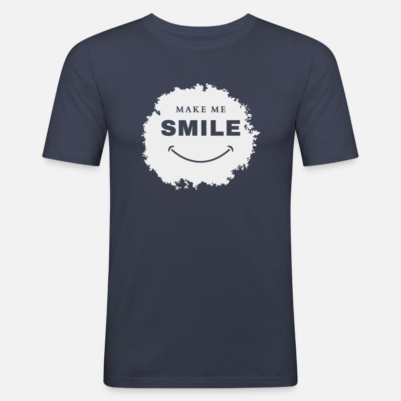 Make Me Smile - Männer Slim Fit T-Shirt - Navy