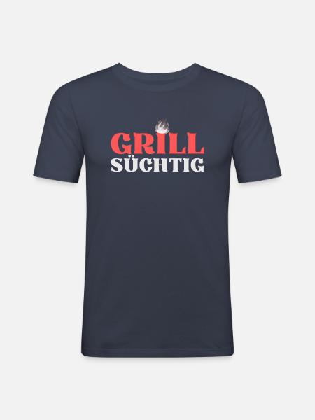 GRILLSÜCHTIG (2) - Männer Slim Fit T-Shirt - Navy