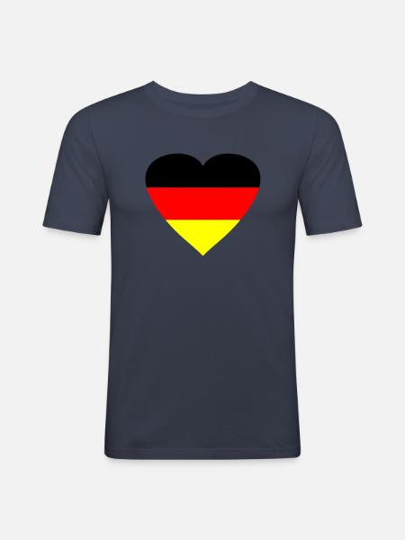 herz_deutschland2 - Männer Slim Fit T-Shirt - Navy