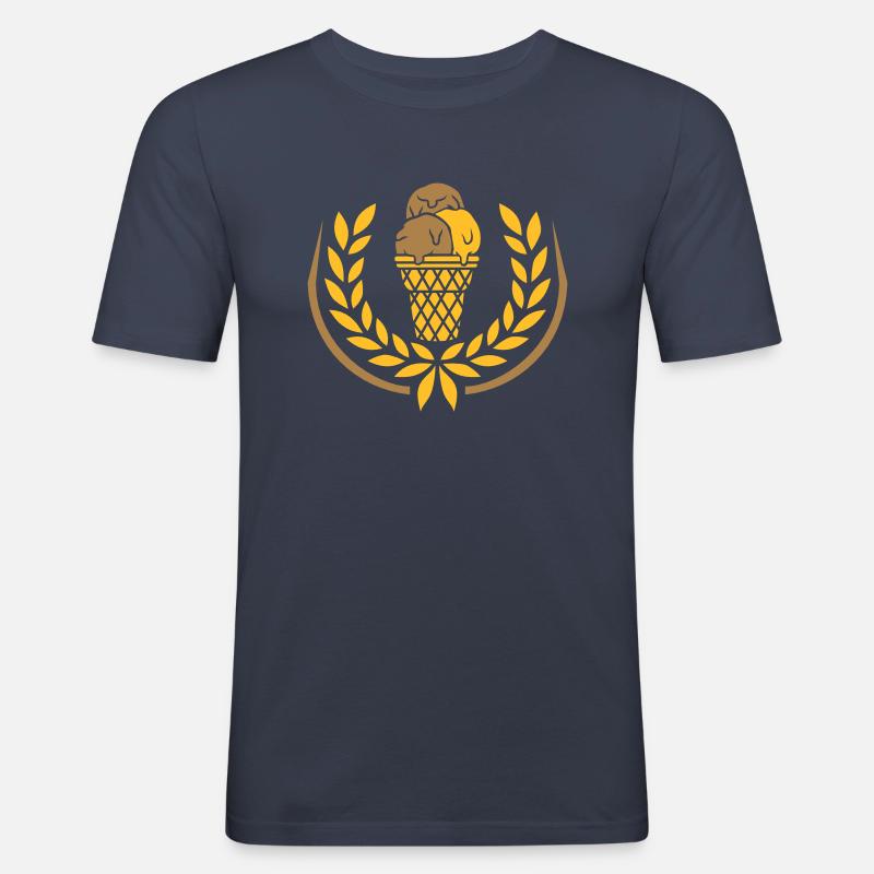 Lorbeerkranz Eis Waffel Schokolade - Männer Slim Fit T-Shirt - Navy