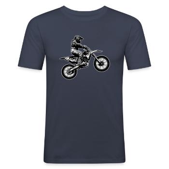 Motocross - Männer Slim Fit T-Shirt - Navy - Vorne - Nik (191cm)