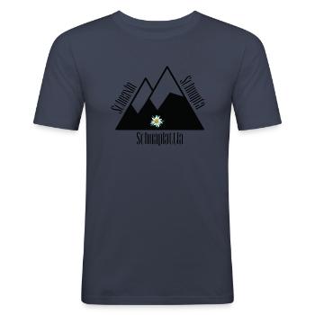 Bayerisches Shirt Berge Alpen Edelweiß - Männer Slim Fit T-Shirt - Navy - Vorne - Nik (191cm)