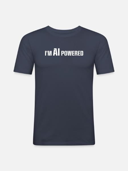 ICH BIN KI-GESTÜTZT - Männer Slim Fit T-Shirt - Navy