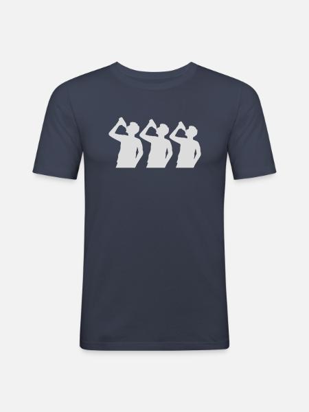 Silhouette 3 Freunde Bier - Männer Slim Fit T-Shirt - Navy