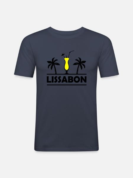 lissabon - Männer Slim Fit T-Shirt - Navy
