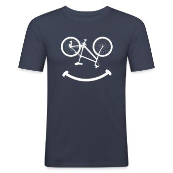 Fahrrad Rad Gesicht Lustig Witzig Radsport weiss - Männer Slim Fit T-Shirt - Navy - Vorne - Nik (191cm)