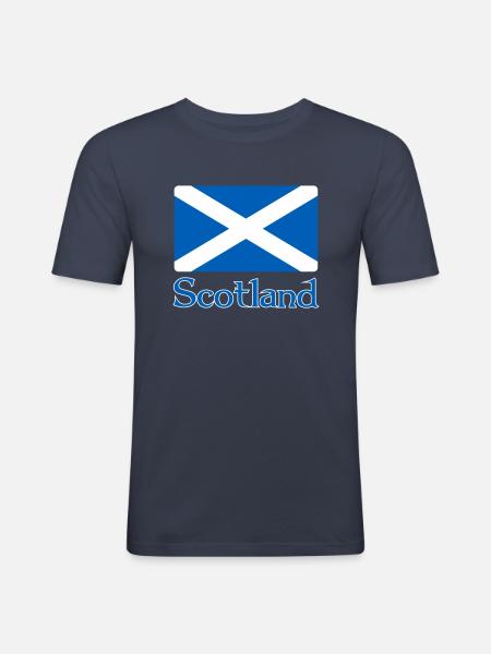 Drapeau de l’Écosse avec texte - T-shirt près du corps Homme - bleu marine