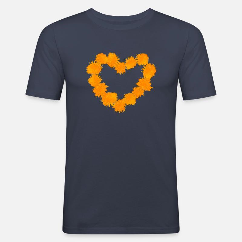 Ringelblume Herz Diwali - Männer Slim Fit T-Shirt - Navy