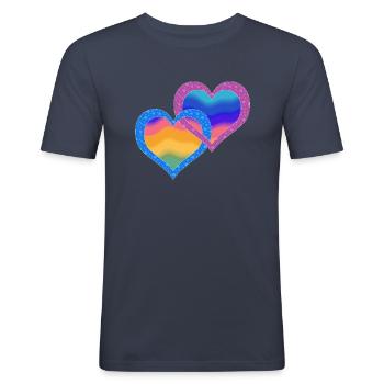 Cœur - T-shirt près du corps Homme - bleu marine - Devant - Nik (191cm)