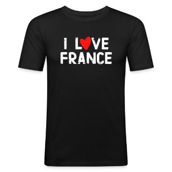 I love the France I love the France T-shirt - Men's Slim Fit T-Shirt - black - Front - Nik (191cm)