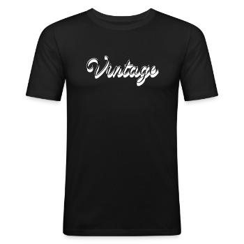 vintage - Männer Slim Fit T-Shirt - Schwarz - Vorne - Nik (191cm)