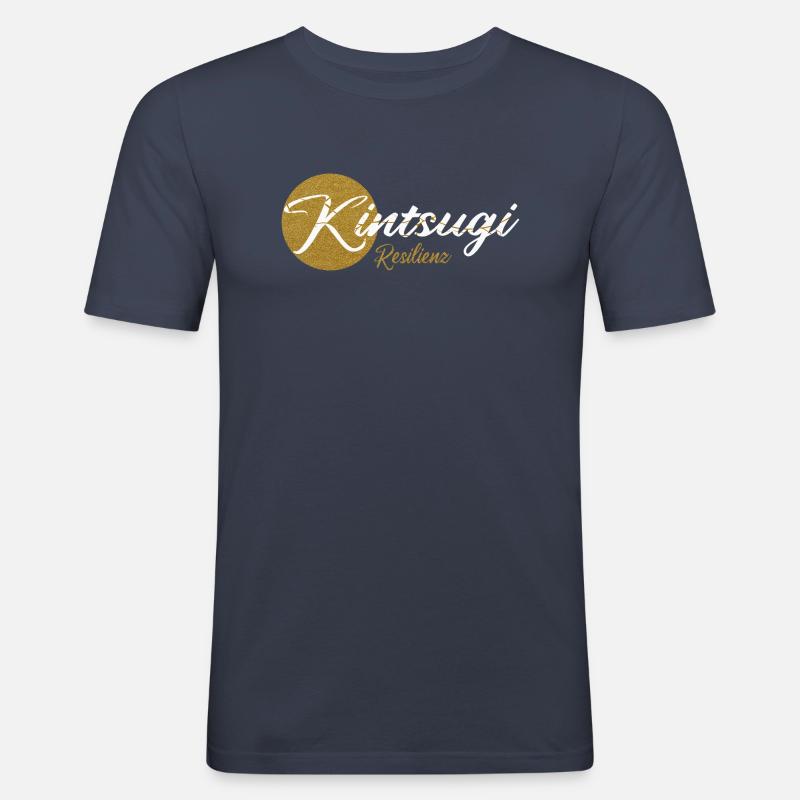 Kintsugi Vers01 white - Männer Slim Fit T-Shirt - Navy