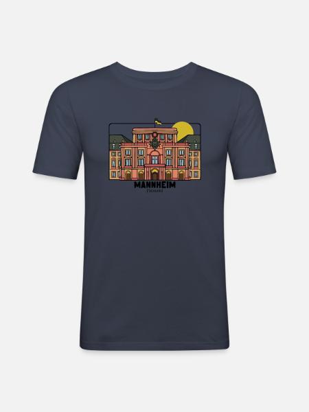 Mannheimer Barockschloss - Männer Slim Fit T-Shirt - Navy